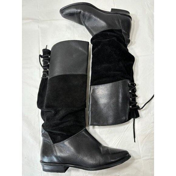 Ipanema Women's Knee High Black Riding Boots Pull On Size 8 M lace up Brazil - Picture 11 of 16